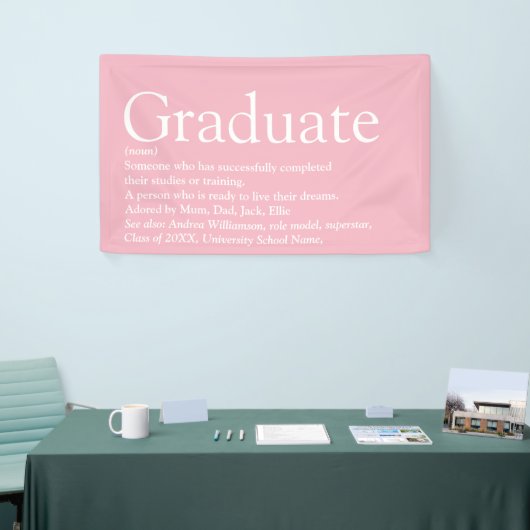 Afstuderen definitie Matig Girly Pink Spandoek (Beurs)