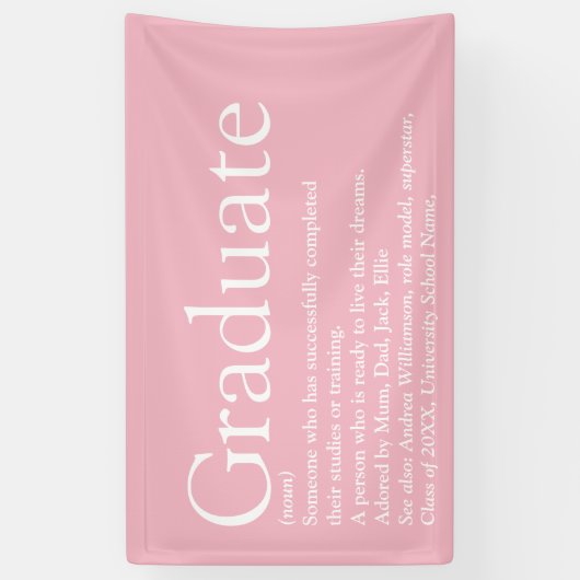 Afstuderen definitie Matig Girly Pink Spandoek (Verticaal)