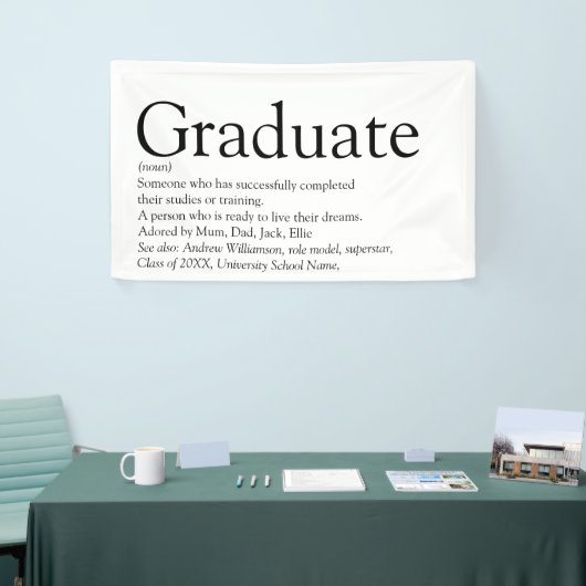 Afstuderen definitie modern zwart-wit spandoek (Beurs)