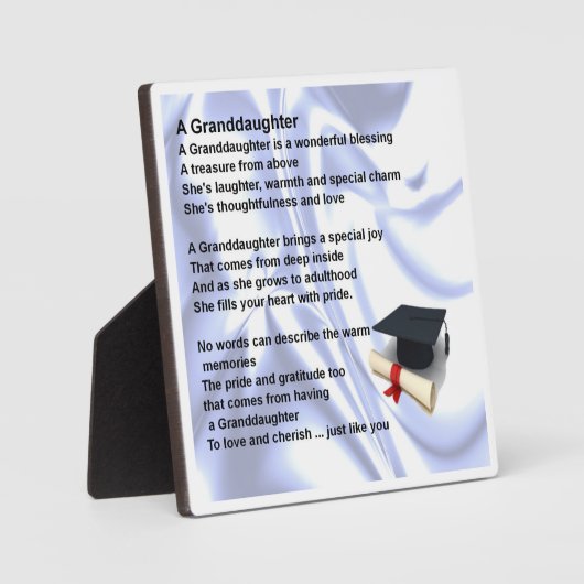 Afstuderen Design Granddochter Poem Plaque Fotoplaat (Voorkant)