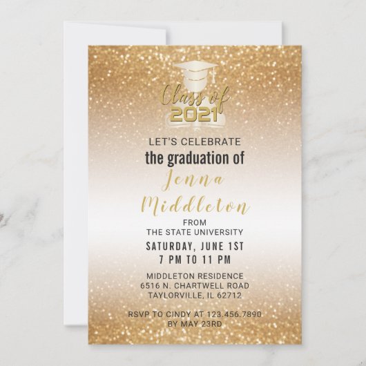 Afstuderen Design in een Glitter Gold Kaart (Voorkant)