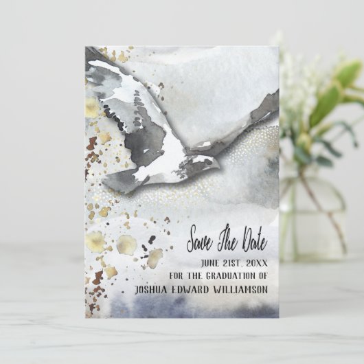 Afstuderen die Abstract vogelpest eet, bespaart de Save The Date (Staand voorkant)