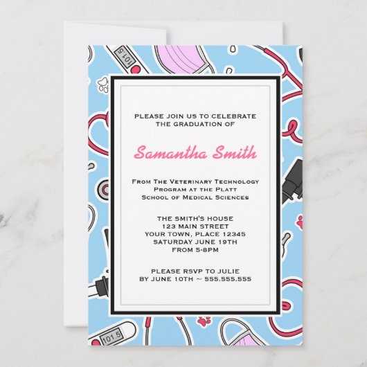 Afstuderen diergeneeskundige technicus Uitnodigen Kaart (Achterkant)