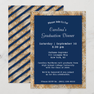 Afstuderen Dinner Navy Blue Afstuderen Kaart