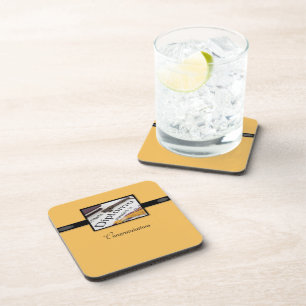 Afstuderen Diploma, Black, Gold, Square Gift Drankjes Onderzetter