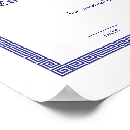 Afstuderen Diploma Certificate Greek Keys White Bk Poster (Hoek)