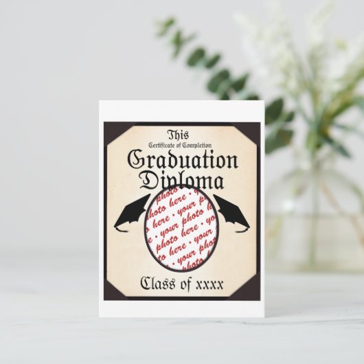 Afstuderen Diploma Foto Lijst Aankondigingskaart (Staand voorkant)