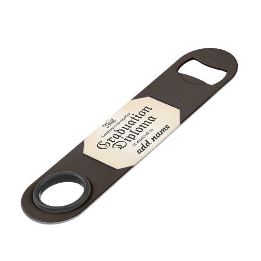 Afstuderen Diploma - Naam van Afstudeerder toevoeg Speed Flessenopener (Voorkant Gekanteld)