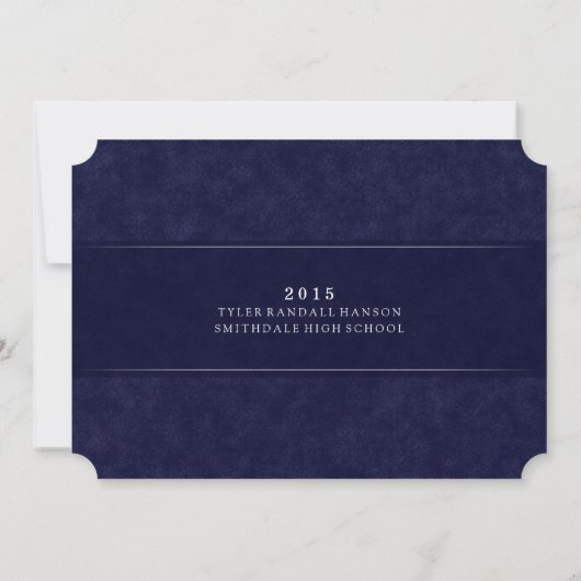 afstuderen Diploma Navy Blue & White Invite 2015 Kaart (Achterkant)