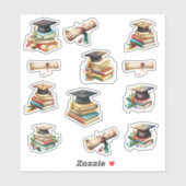 Afstuderen Diploma Pet en boeken Sticker (Vel)