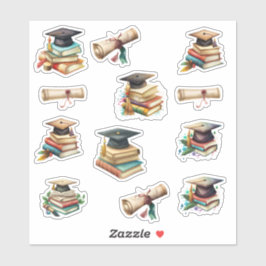 Afstuderen Diploma Pet en boeken Sticker