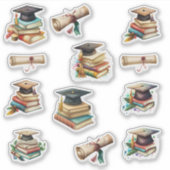 Afstuderen Diploma Pet en boeken Sticker (Voorkant)