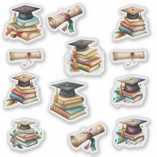 Afstuderen Diploma Pet en boeken Sticker (Voorkant)