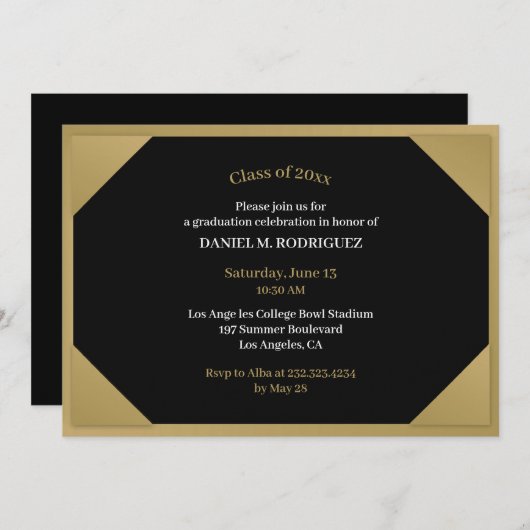 Afstuderen Diploma Thema Flat Invitation Kaart (Voorkant / Achterkant)