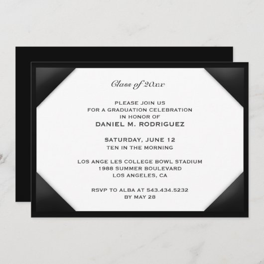 Afstuderen Diploma Thema Flat Invitation Kaart (Voorkant / Achterkant)