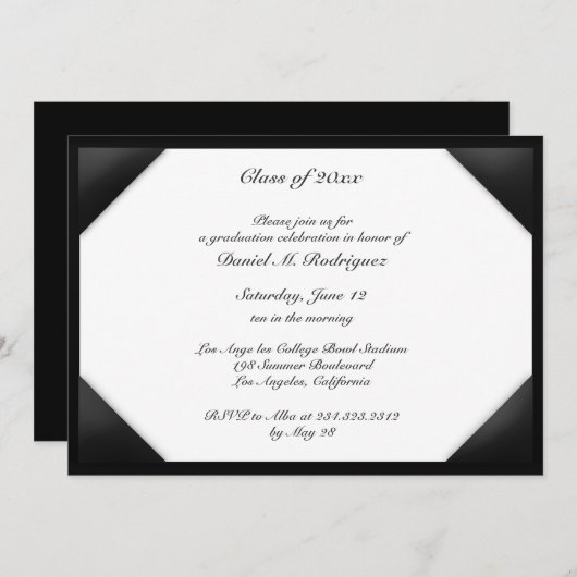 Afstuderen Diploma Thema Flat Invitation Kaart (Voorkant / Achterkant)