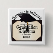 Afstuderen Diploma Vierkante Button 5,1 Cm (Voorkant)