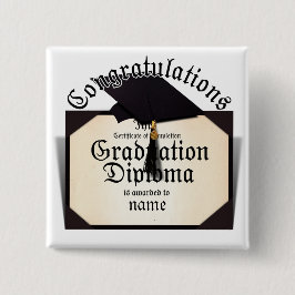 Afstuderen Diploma Vierkante Button 5,1 Cm