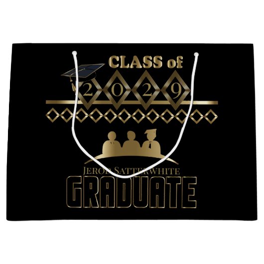 Afstuderen - DIY Jaar en Naam - Zwart Groot Cadeauzakje (Voorkant)