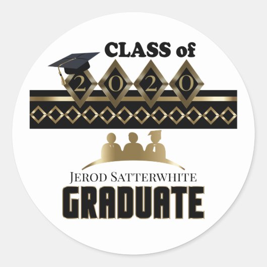 Afstuderen - DIY Year en Name - White Ronde Sticker (Voorkant)