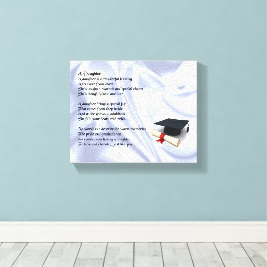 Afstuderen Dochter Gedicht Canvas Art Print (Insitu (Houten vloer))