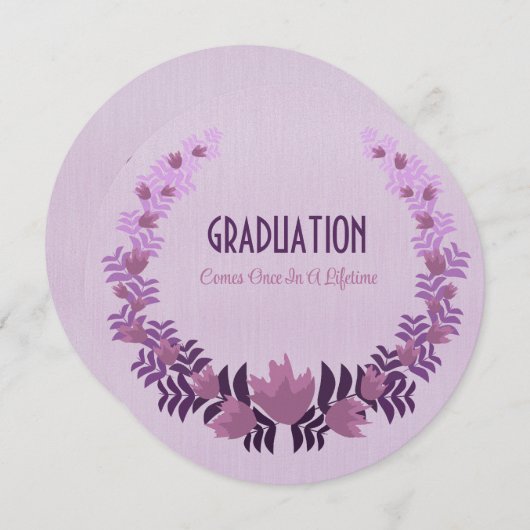 Afstuderen Dochter Paarse Bloemen Kaart (Voorkant / Achterkant)