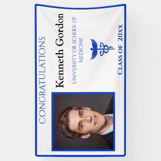 Afstuderen Doctor Caduceus Paarse NYU University Spandoek (Verticaal)