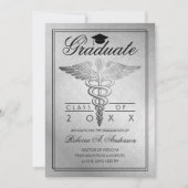 Afstuderen Doctor Caduceus Silver Afstudeerder Pet Aankondiging (Voorkant)