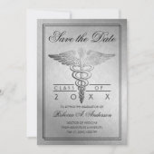 Afstuderen Doctor Caduceus Silver Elegant Save The Date (Voorkant)