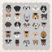 Afstuderen Dog Face Kartonnen Onderzetters (Voorkant)