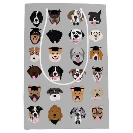 Afstuderen Dog Face Medium Cadeauzakje (Voorkant)