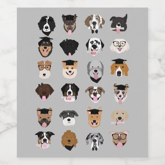 Afstuderen Dog Face Wijn Etiket (Enkel label)