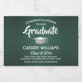 Afstuderen donkergroen en wit mini gesplitst sparkling wijnetiket (Enkel label)