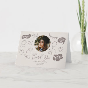 Afstuderen Doodle met Afstuderen foto Sandy Beige Bedankkaart