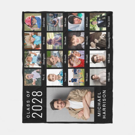 Afstuderen door de jaren 17 Foto zwart Fleece Deken (Voorkant)