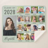 Afstuderen door de jaren heen Foto Collage Sage Sherpa Deken (Voorkant (horizontaal))