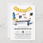 Afstuderen door paradepartij | Witte Limo Kaart (Voorkant)