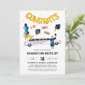 Afstuderen door paradepartij | Witte Limo Kaart (Staand voorkant)