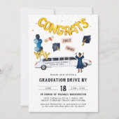 Afstuderen door paradepartij | Witte Limo Kaart (Voorkant)