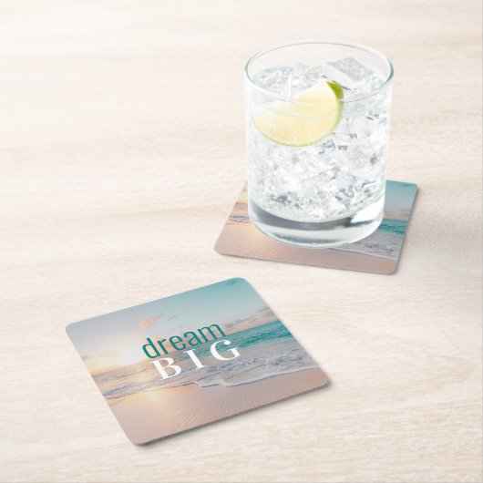 Afstuderen Dream Big Beach foto Positivity Kartonnen Onderzetters (Insitu)