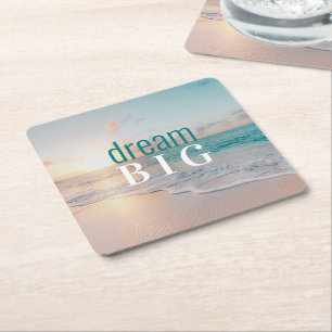 Afstuderen Dream Big Beach foto Positivity Kartonnen Onderzetters