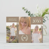 Afstuderen drie foto eenvoudig neutraal creatief kaart (Staand voorkant)