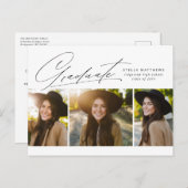 Afstuderen drie foto's eenvoudig modern afstuderen briefkaart (Voorkant / Achterkant)