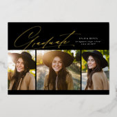 Afstuderen drie foto's eenvoudig modern afstuderen folie uitnodiging (Voorkant)