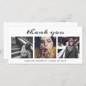 Afstuderen drie foto's | Moderne dank u Bedankkaart (Voorkant / Achterkant)