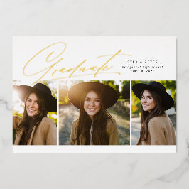 Afstuderen drie foto's stijlvol, eenvoudig afstude folie uitnodiging