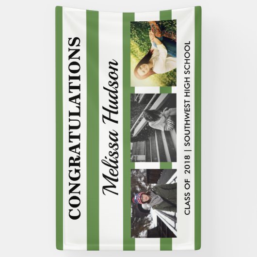 Afstuderen Drie van strepen het Groene Wit van de Spandoek (Verticaal)