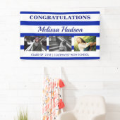 Afstuderen Drie van strepen het Marineblauwe Wit Spandoek (Insitu)