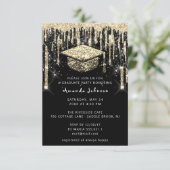 Afstuderen Drip Glitter Burgund Gold Black Kaart (Staand voorkant)