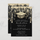 Afstuderen Drip Glitter Burgund Gold Black Kaart (Voorkant / Achterkant)